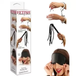 Kit Bondage BDSM Esposas de Metal, Antifaz y Latigo de Cuero - LOVERS FANTASY PD2107-00 para Juegos Sado de Dominación PD219984