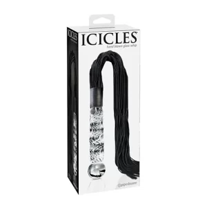Látigo Bondage BDSM de Cristal y Cuero Color Negro -Icicles 38 PD2938-00 para Juegos Sado de Dominación PD299383