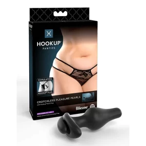 Plug Anal de Silicón con Tanga Sexy para Mujer PD4828-23 Crotchless Pleasure Pearls PLUG9628