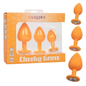 Plug Anal de Silicón con Diamante Cheeky Gems Orange PLUG9707
