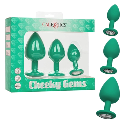 Plug Anal de Silicón con Diamante Cheeky Gems Green PLUG9976
